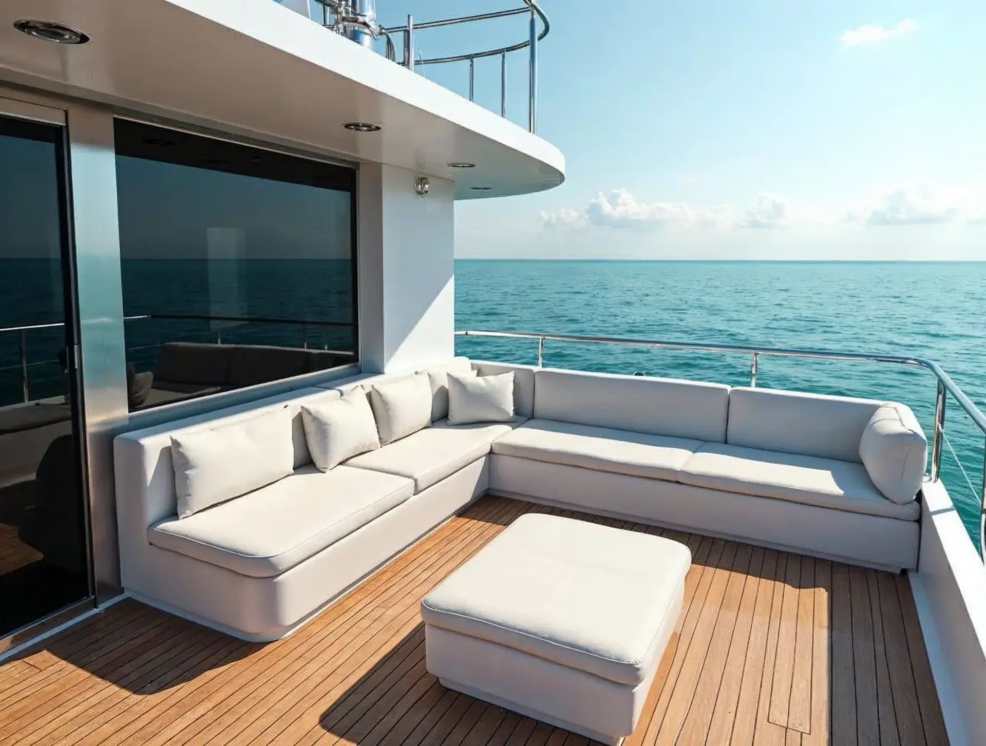 Cockpit und Sonnendeck – Hausboot Standard 10m